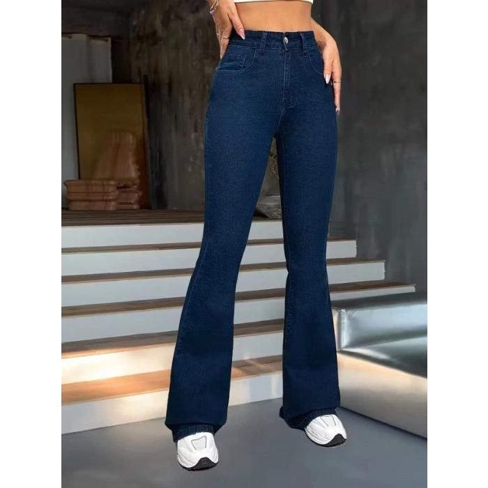 Biçomi Kadın Yüksek Bel Paçaya Doğru Geniş Kot Pantolon