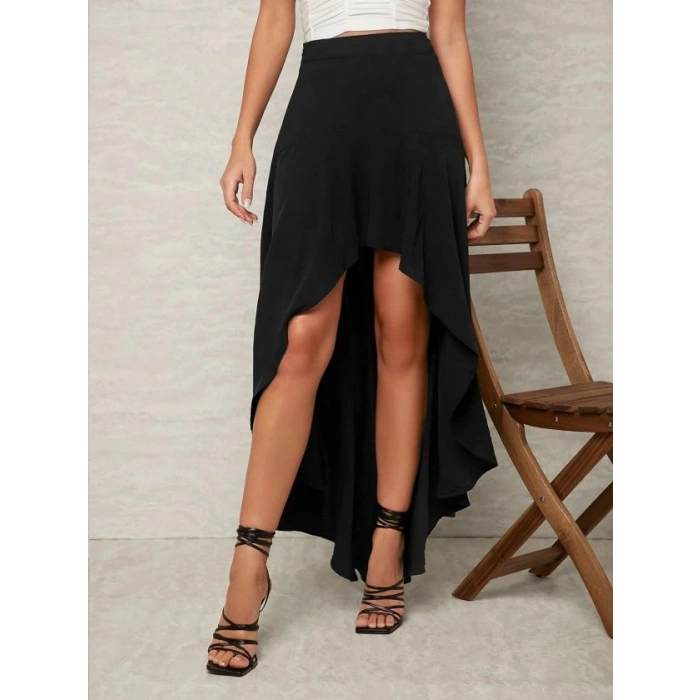 Biçomi Kadın Yüksel Bel önden Asimetrik Detaylı Sandy Etek