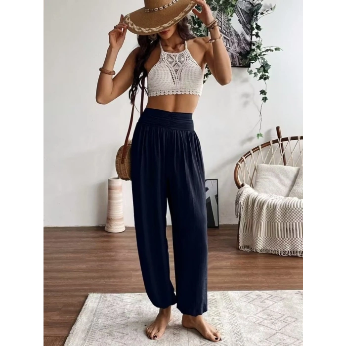 Biçomi Kadın Yüksel Bel Yoğun Büzgü Detaylı Aerobin Pantolon