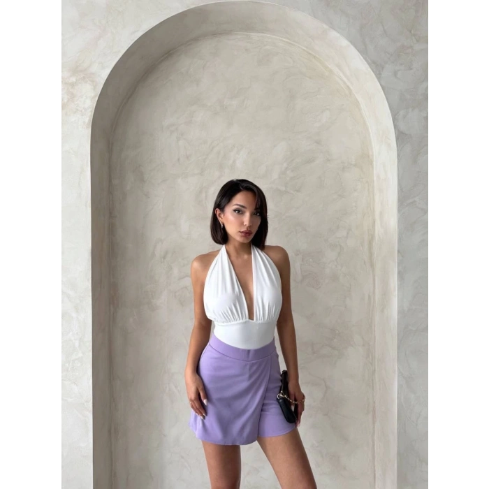 BİÇOMİ Kapaklı şort etek lila s208