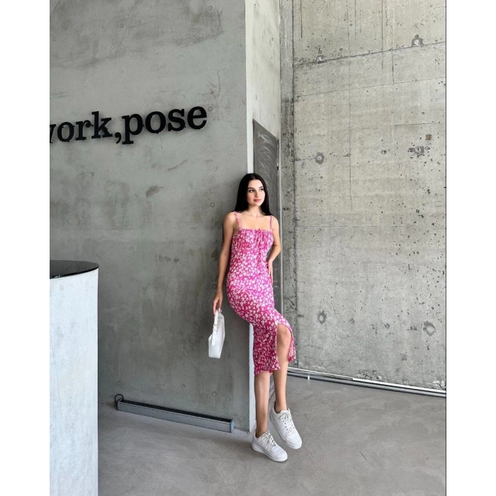 BİÇOMİ Kaşkorse Desenli askılı elbise