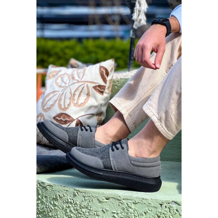 BİÇOMİ KB-042  Kuback Bağcıklı Gri Siyah Taban Günlük Erkek Ayakkabı