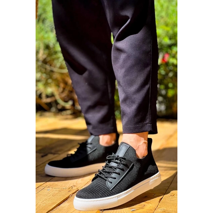 BİÇOMİ KB-110  Kuback BACK Siyah Triko Yüksek Taban Bağcıklı Günlük Erkek Ayakkabı