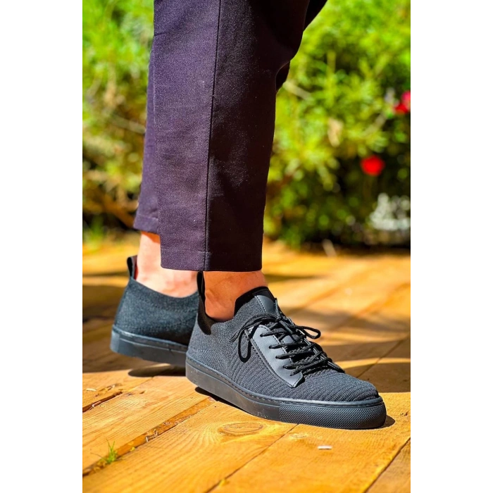 BİÇOMİ KB-110  Kuback Siyah Triko Siyah Yüksek Taban Bağcıklı Günlük Erkek Ayakkabı