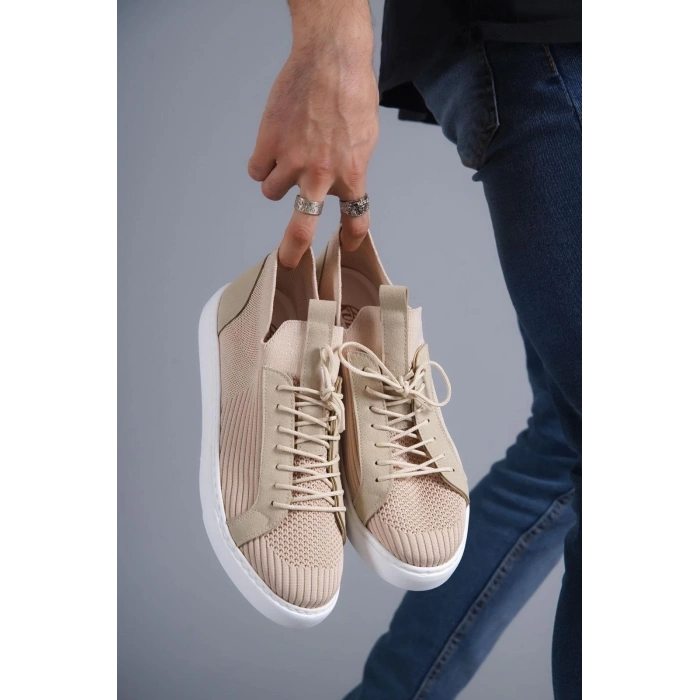 BİÇOMİ KB-112   Kuback Bej Triko Bağcıklı  Günlük Erkek  Ayakkabı