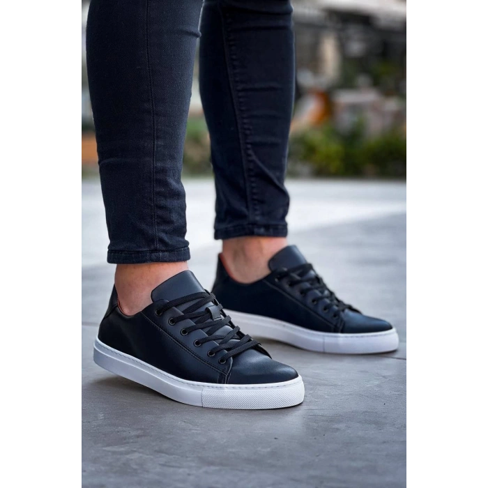 BİÇOMİ KB-122  Kuback Siyah Cilt Yüksek Taban Bağcıklı Günlük Erkek Ayakkabı