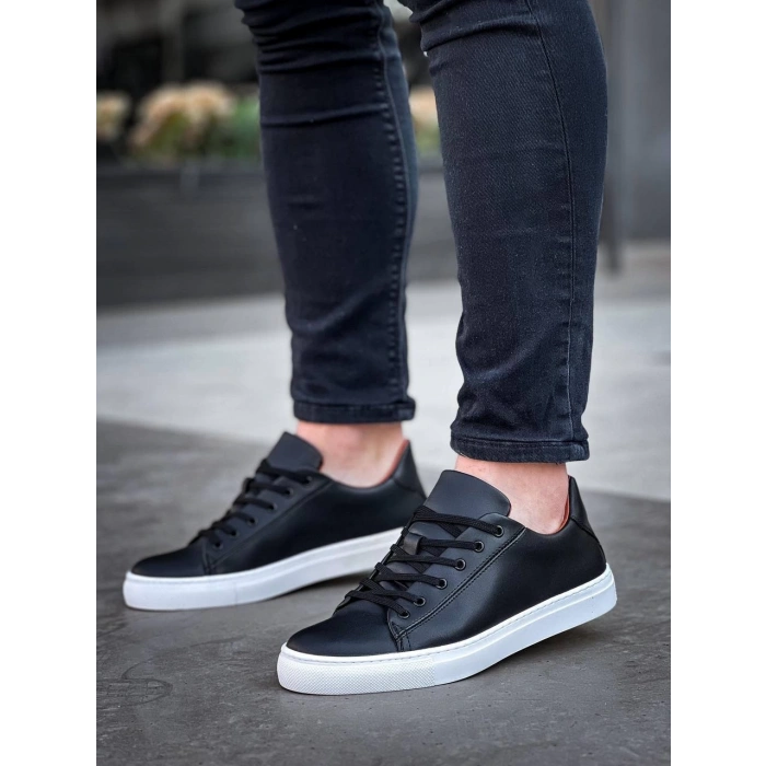 BİÇOMİ KB-122  Kuback Siyah Cilt Yüksek Taban Bağcıklı Günlük Erkek Ayakkabı