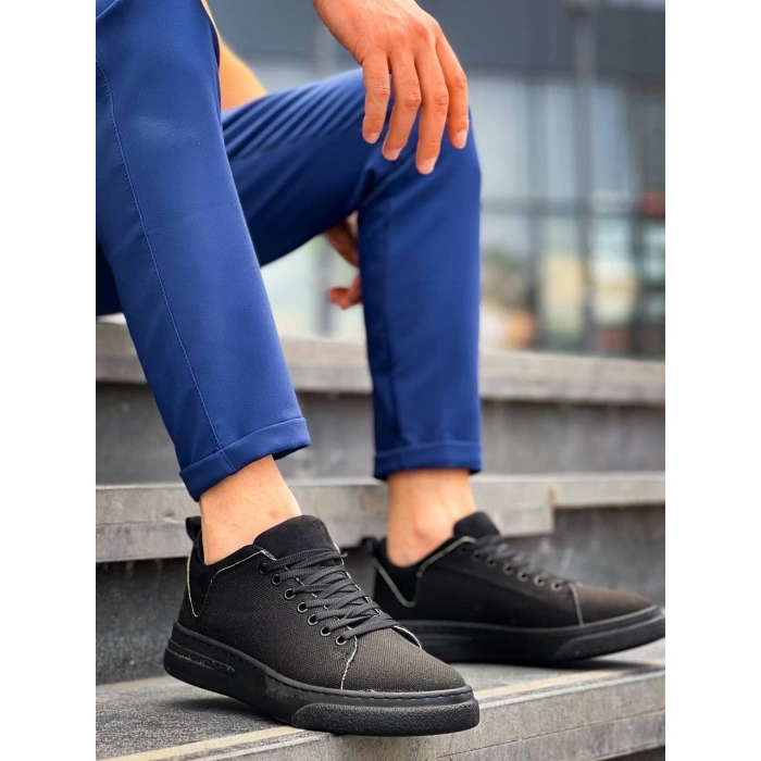 BİÇOMİ KB-X204 Kuback Siyah Keten Siyah Yüksek Taban Günlük Erkek Spor Ayakkabı