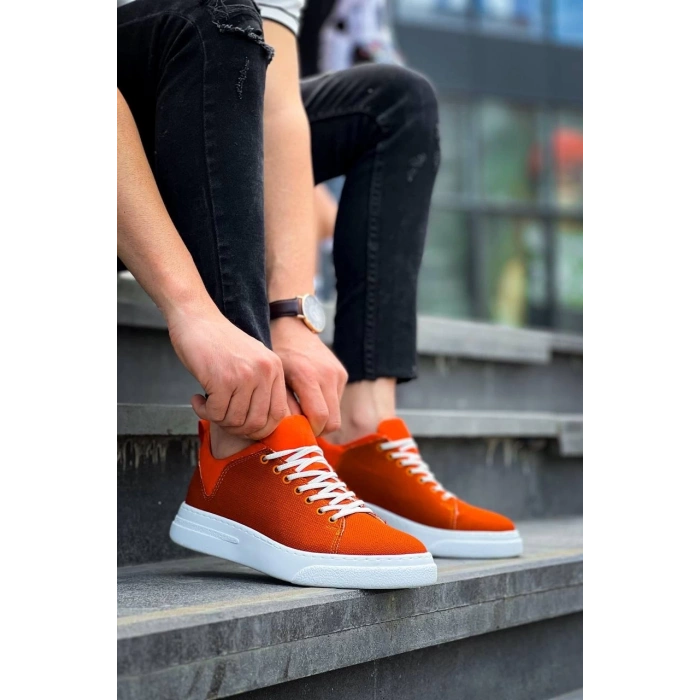 BİÇOMİ KB-X204 Kuback Turuncu Keten Beyaz Yüksek Taban Günlük Erkek Spor Ayakkabı