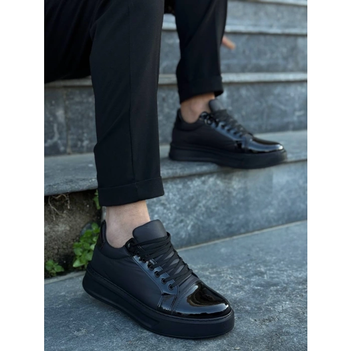 BİÇOMİ KB-X46 Kuback Siyah Rugan Yüksek Siyah Taban Günlük Spor Ayakkabı