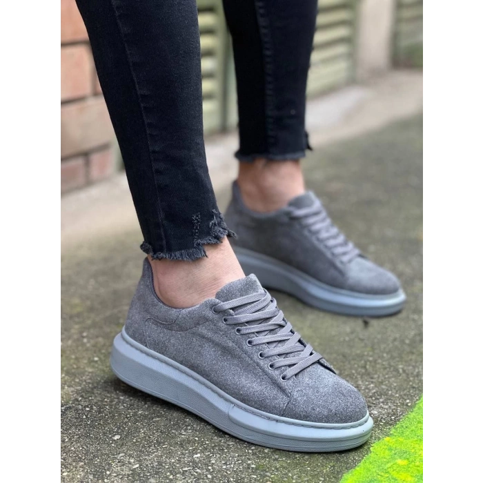BİÇOMİ KB-X500  Kuback Gri Süet Yüksek Taban Bağcıklı Günlük Erkek Ayakkabı