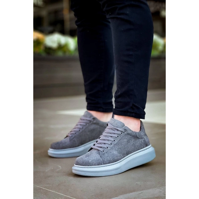 BİÇOMİ KB-X500  Kuback Gri Süet Yüksek Taban Bağcıklı Günlük Erkek Ayakkabı