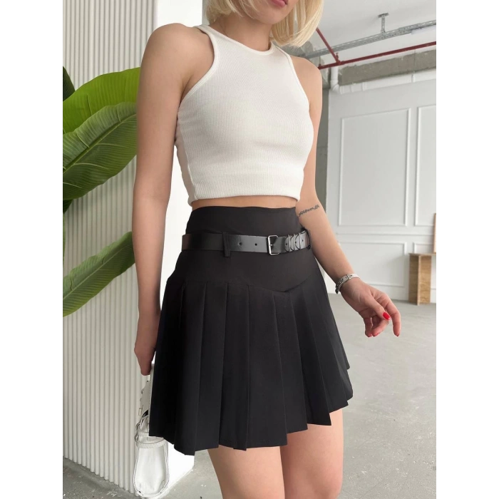 BİÇOMİ Kemerli pikseli şort etek