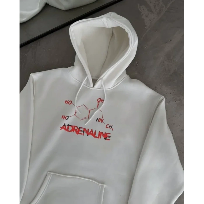 Biçomi Kışlık Uzun Kol Kapüşonlu SweatShirt - Beyaz