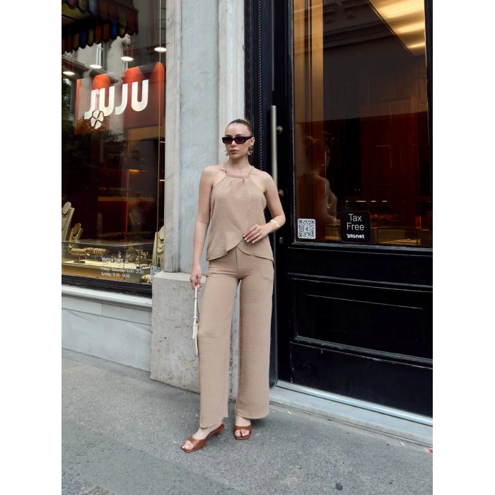 BİÇOMİ Kruvaze takım ayrobin bej s054