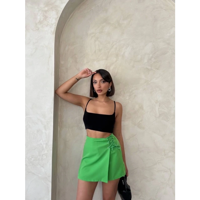 BİÇOMİ Kuş gözü şort etek yeşil s25819