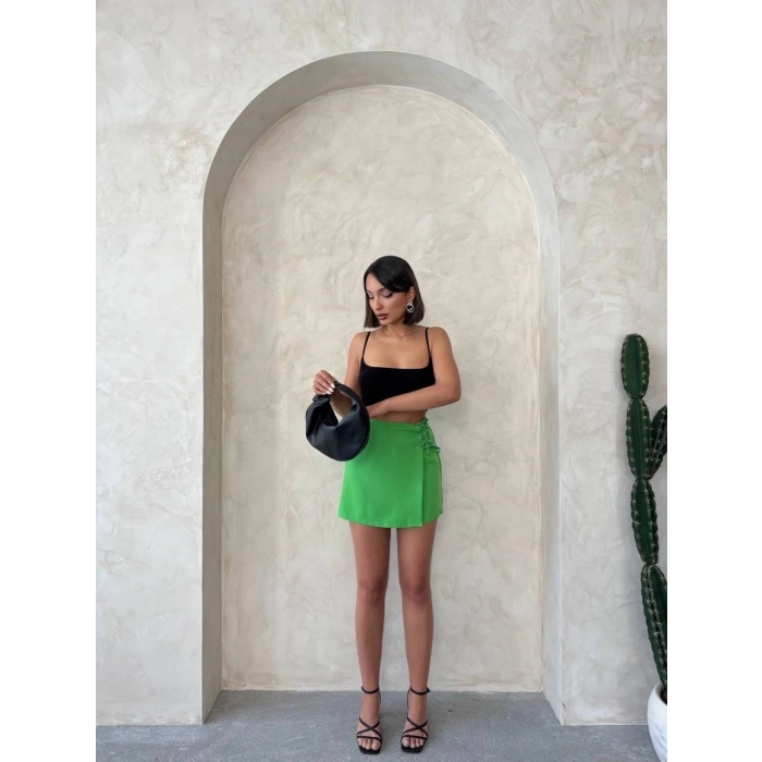 BİÇOMİ Kuş gözü şort etek yeşil s25819
