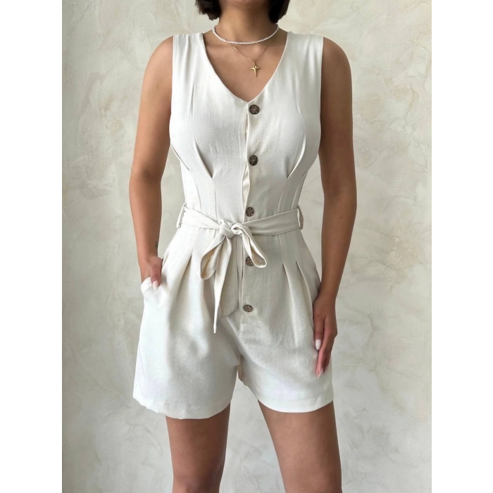 BİÇOMİ Kuşaklı şortlu tulum