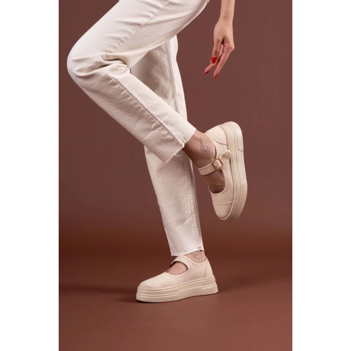 BİÇOMİ Lunni Bej Keten Spor Ayakkabı