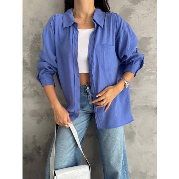 BİÇOMİ Modal oversize cepli gömlek