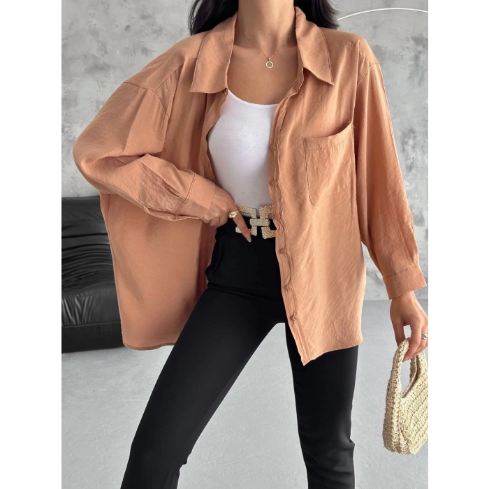 BİÇOMİ Modal oversize cepli gömlek