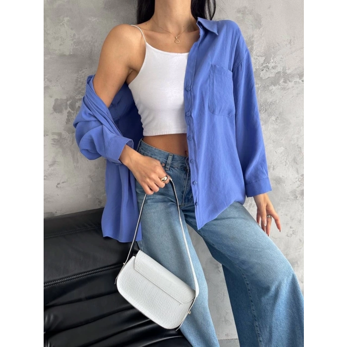 BİÇOMİ Modal oversize cepli gömlek