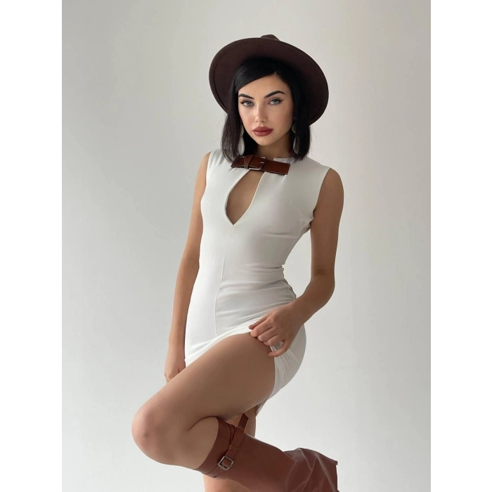 Biçomi Nadia Kemerli Mini Elbise