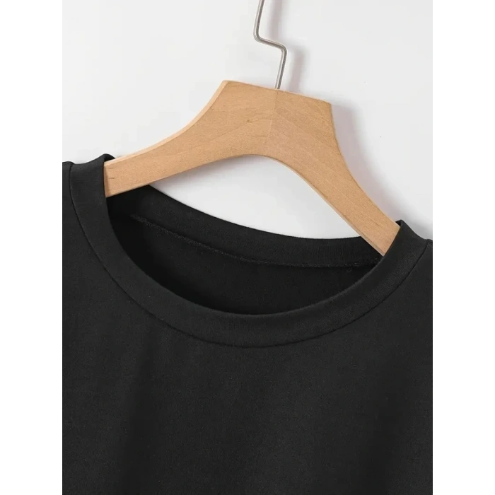 Biçomi New York Baskılı Oversize Bisiklet Yaka T-shirt - Siyah