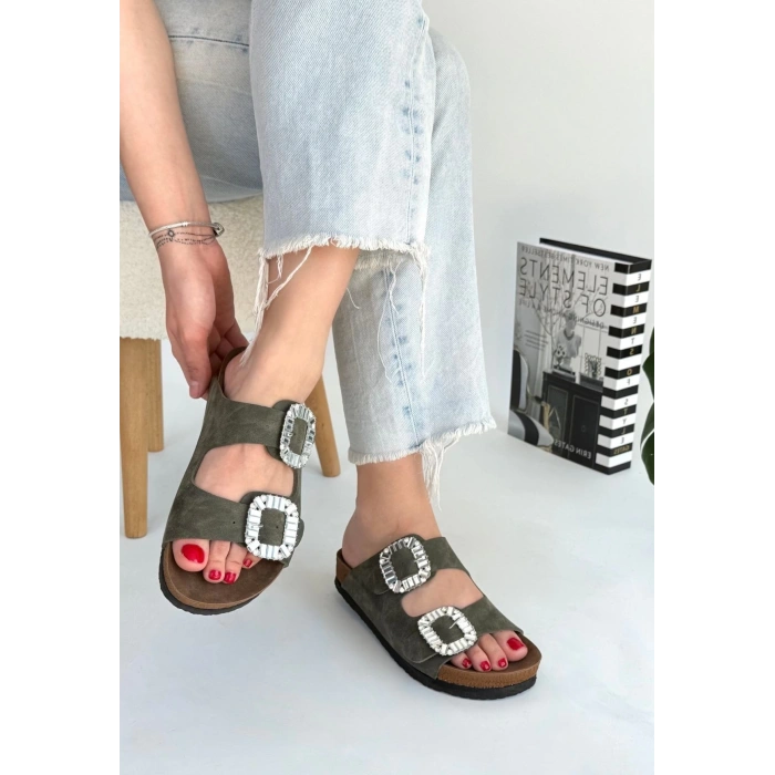 BİÇOMİ Nool Yeşil Nubuk Terlik