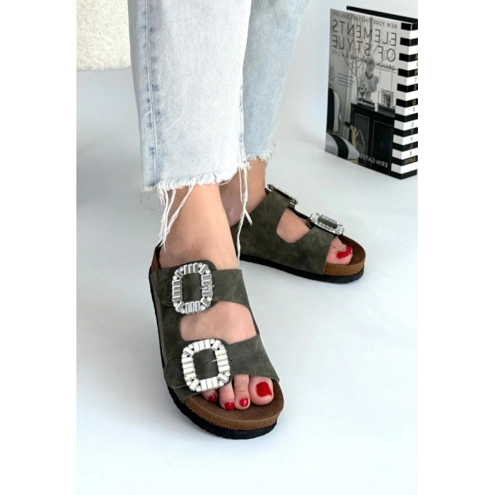 BİÇOMİ Nool Yeşil Nubuk Terlik