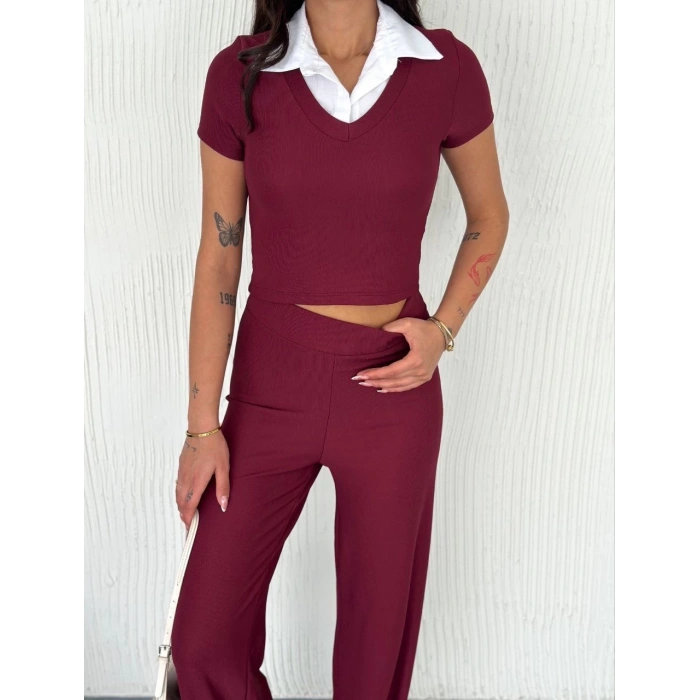 BİÇOMİ Ottoman kumaş beyaz gömlek yaka takım s4142