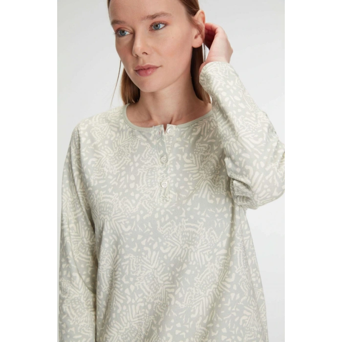 Bicomi Pamuklu Uzun Kollu Gecelik