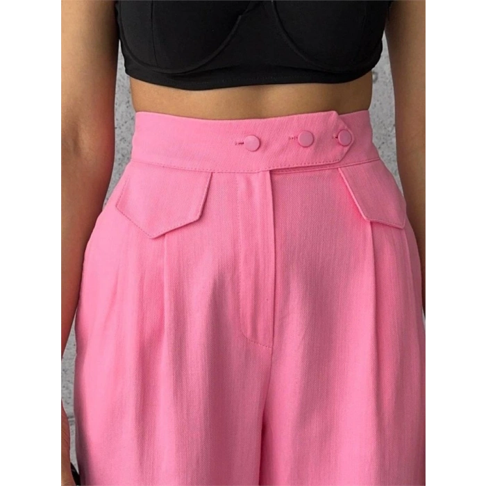 Biçomi PANTOLON KAPALI CEP 3 DÜĞME DETAYLI - Pembe