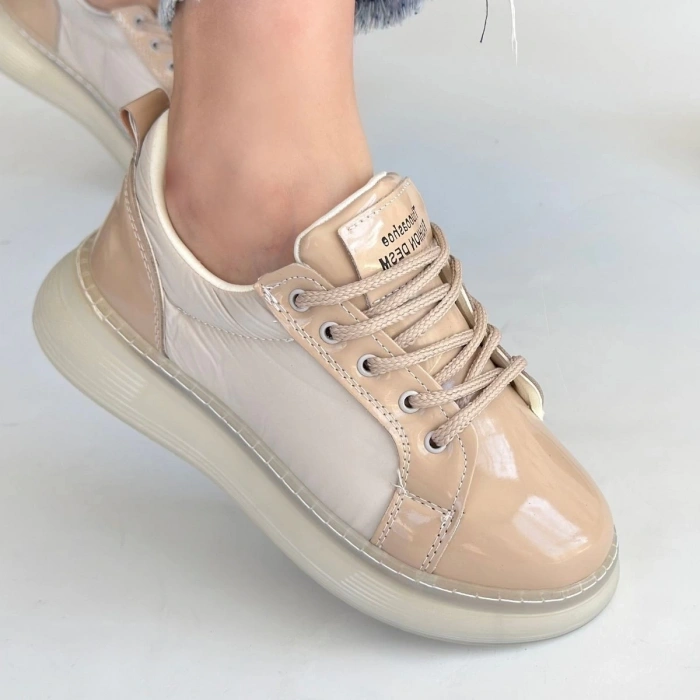 BİÇOMİ Piona Bej Rugan Bağcıklı Spor Ayakkabı