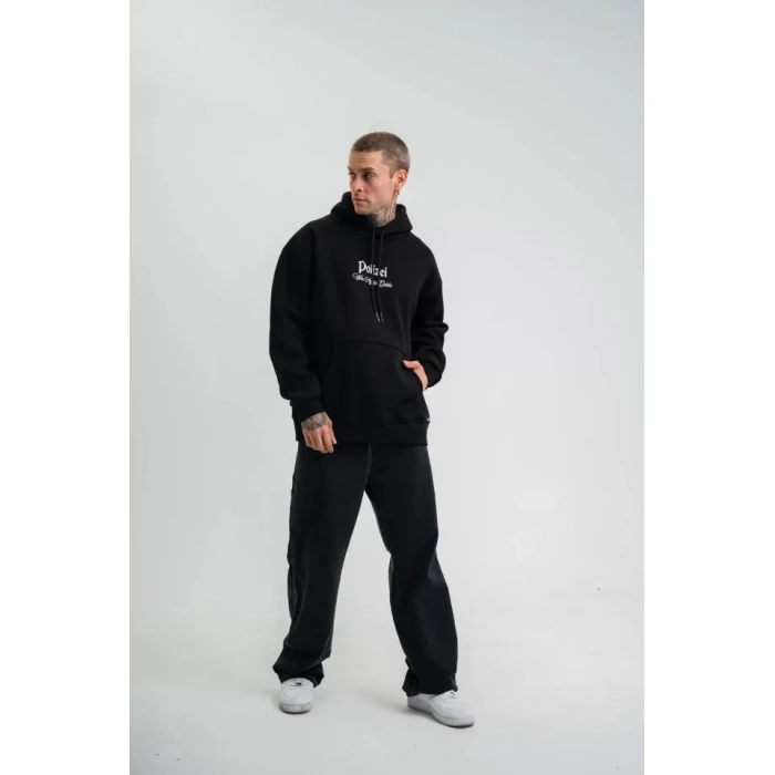 Biçomi POLIZEI Premium Kalite Kapşonlu Dijital Patchli SweatShirt - Siyah