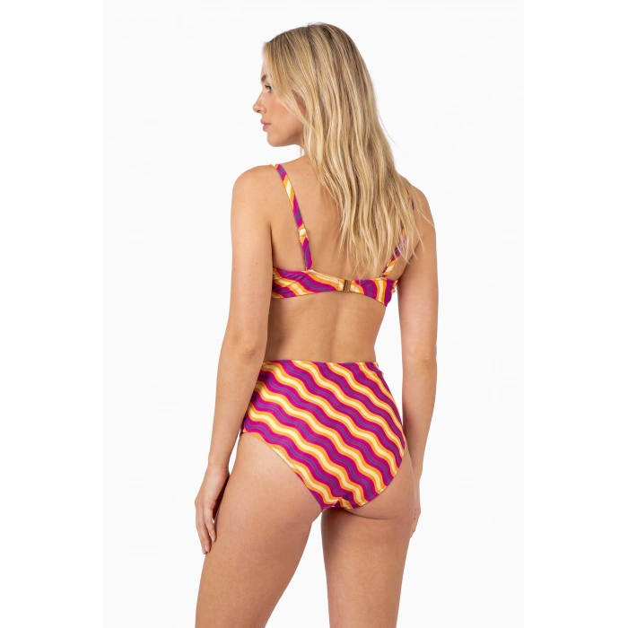 Bicomi Renkli Straplez Yüksek Bel Bikini Takımı
