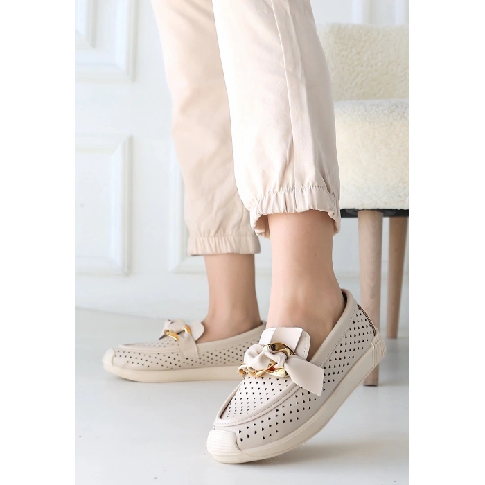 BİÇOMİ Riwan Bej Cilt Babet Ayakkabı