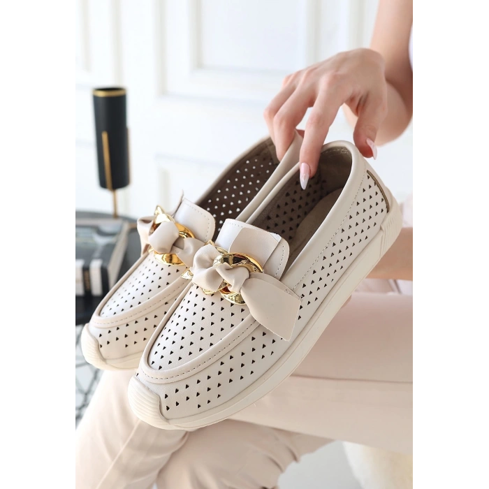 BİÇOMİ Riwan Bej Cilt Babet Ayakkabı