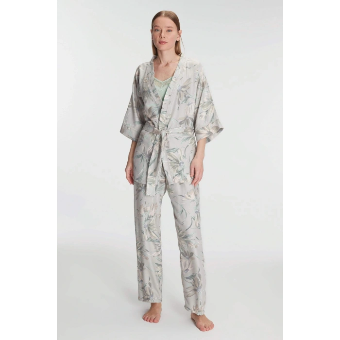 Bicomi Sabahlık Atlet ve Pantolon Takım Pamuklu Pijama Set