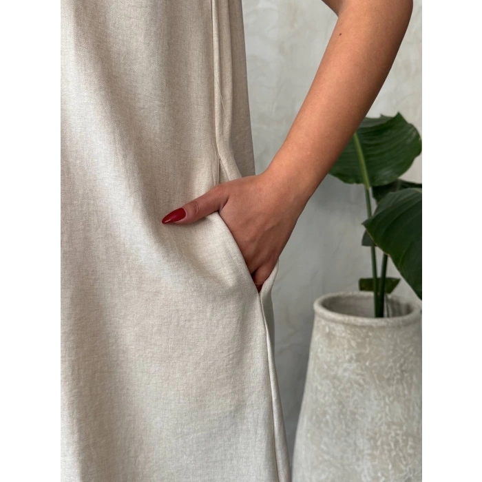 BİÇOMİ Salaş keten elbise
