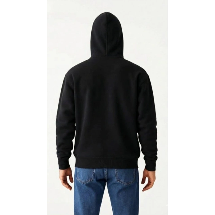 Biçomi Samuray Ninja Çift Kapüşonlu ZIP Fermuarlı Kanguru Cepli Tam Fermuarlı Hoodie Sweatshirt - Siyah