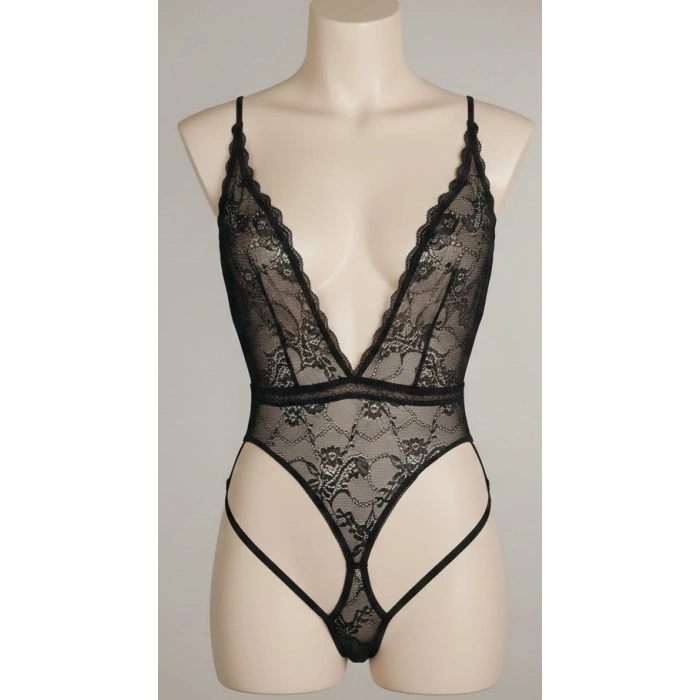 Bicomi Siyah Dantel İşlemeli Fantezi Şık Body