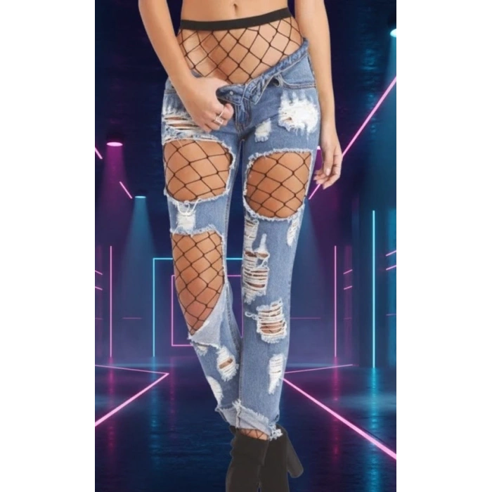 Bicomi Siyah Fileli Külotlu Çorap