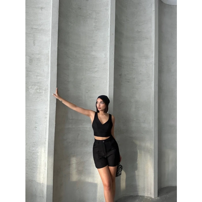 BİÇOMİ Şortlu keten takım s255014