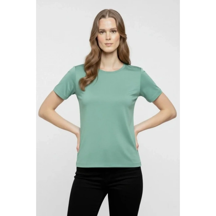 Biçomi T-Shirt Bisiklet Yaka Slim Fit Likralı Tişört Günlük Basic Body - Mint Yeşili