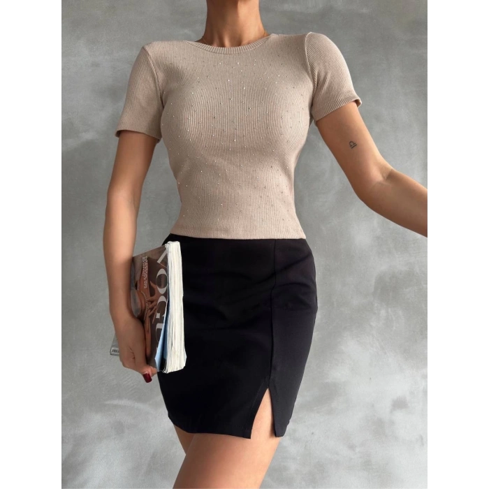 BİÇOMİ Taş baskılı kaş korse bluz