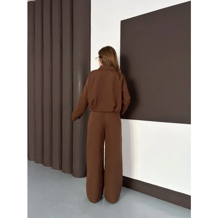 BİÇOMİ Trenç takım alt üst kahve ons