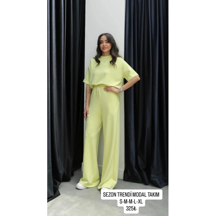 BİÇOMİ Tshirt alt üst modal takım sarı