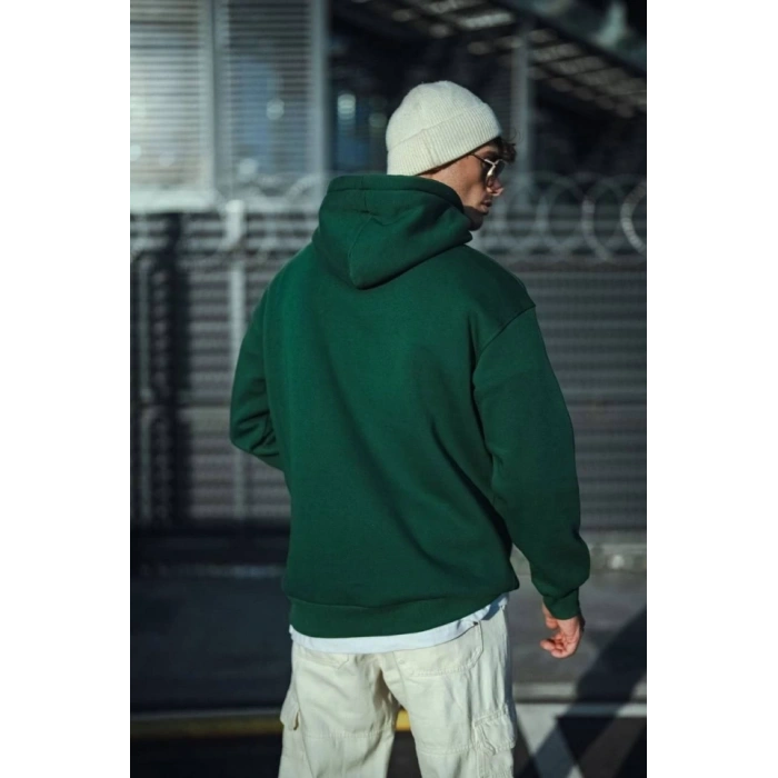 Biçomi Üç İplik Penye Kapşonlu Basic SweatShirt - Haki