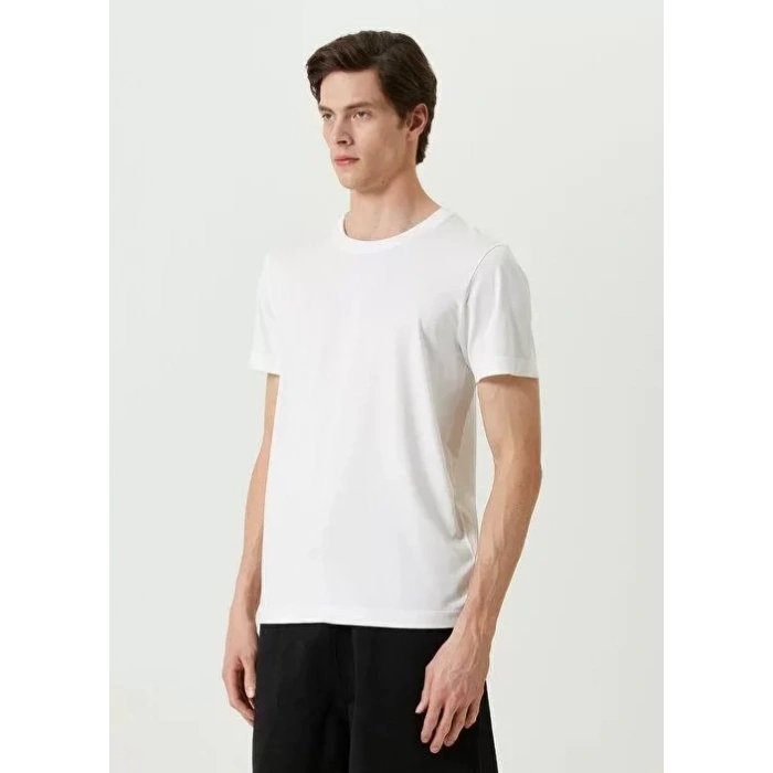 Biçomi Unisex Basic Bisiklet Yaka Regular T-Shirt - Beyaz